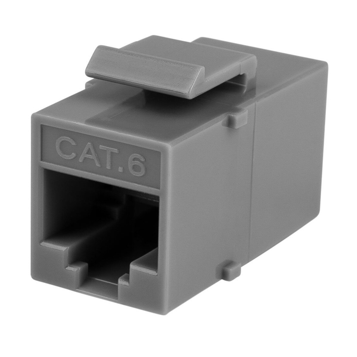 Cat 6 RJ45 Inline Coupler with Keystone Latch Gray